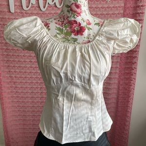 Pinup Couture White Pinup Peasant Top 💕